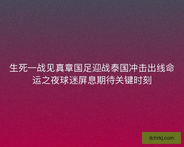 生死一战见真章国足迎战泰国冲击出线命运之夜球迷屏息期待关键时刻