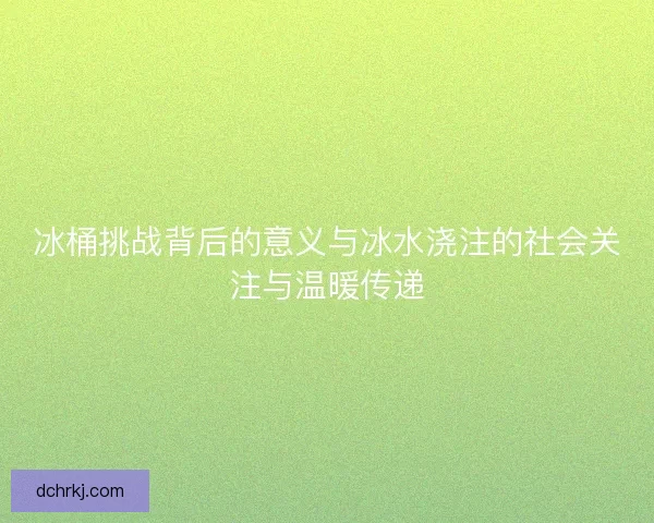 冰桶挑战背后的意义与冰水浇注的社会关注与温暖传递 冰桶挑战背后的意义与冰水浇注的社会关注与温暖传递